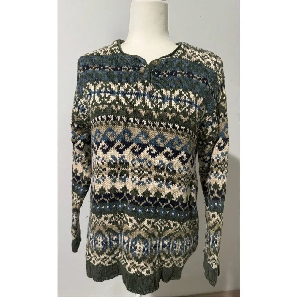 Abercrombie & Fitch co. Vintage fair isle cotton blend sweater 8